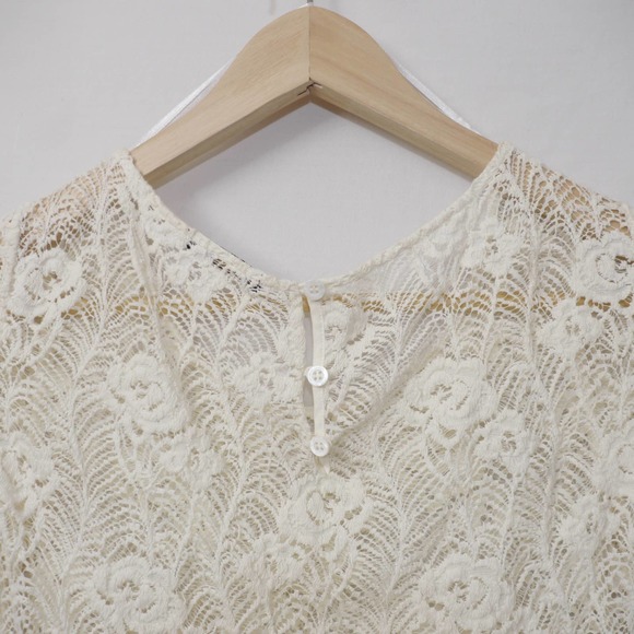 Massimo Dutti Lace Off-White Floral Top Size 36 - Picture 8 of 12